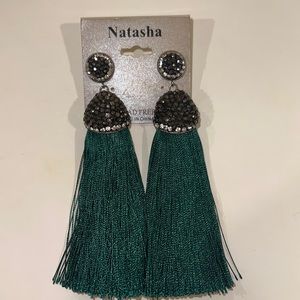 Green Long Earrings